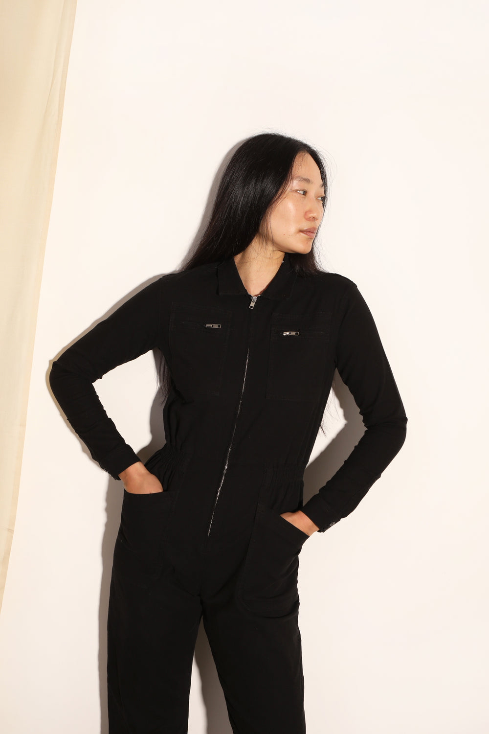 Danny Stretch Canvas Boilersuit Black