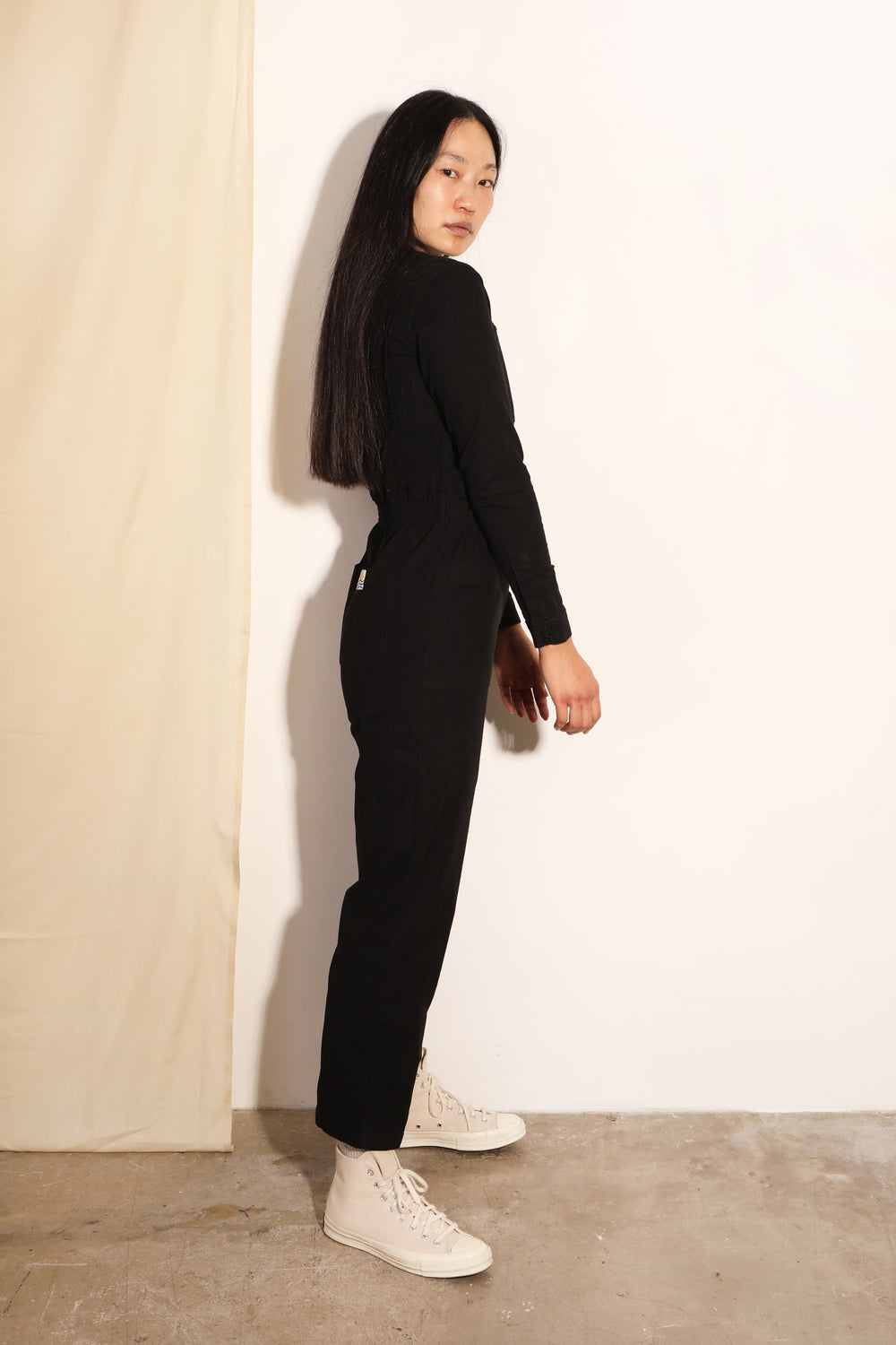 Danny Stretch Canvas Boilersuit Black
