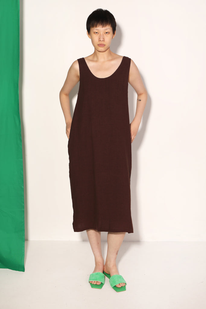 Slfviva Regular Linen Blend Dress Chocolate Chip