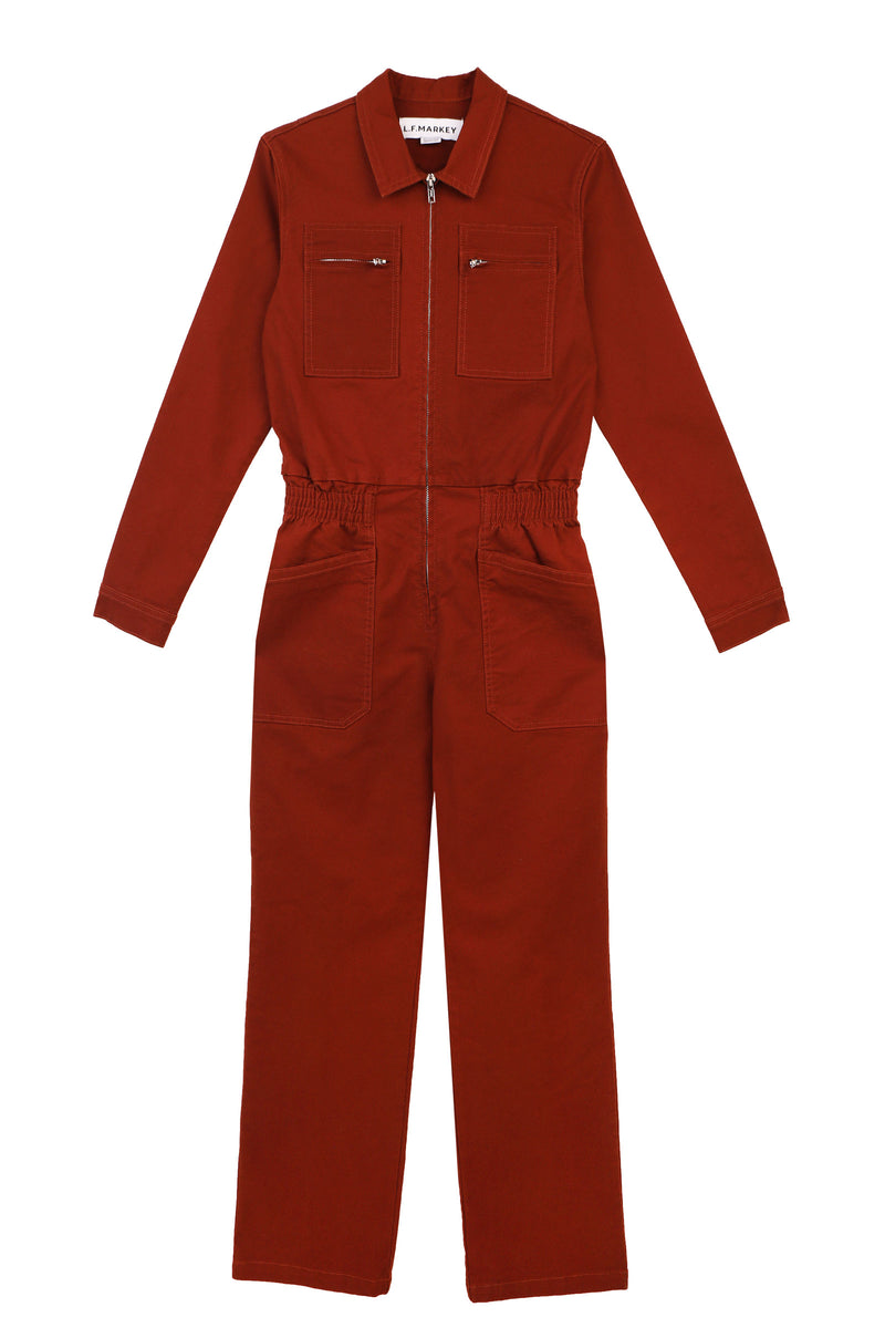 Danny Stretch Canvas Boilersuit Dark Rust