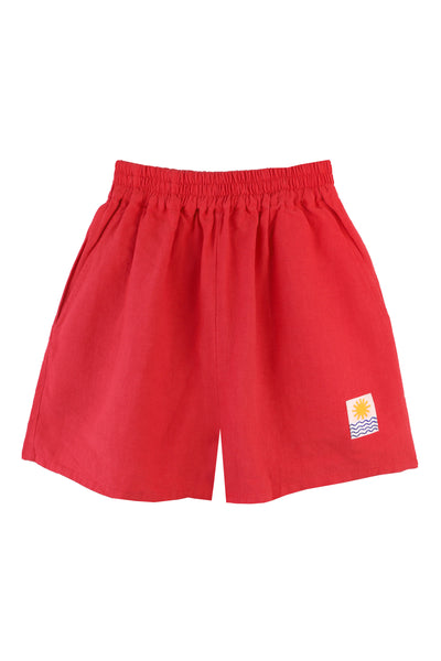 Basic Linen Shorts Vermillion