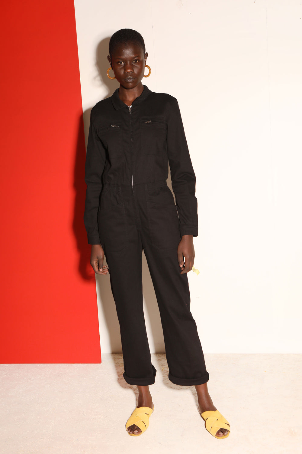 Danny Stretch Drill Boilersuit Black