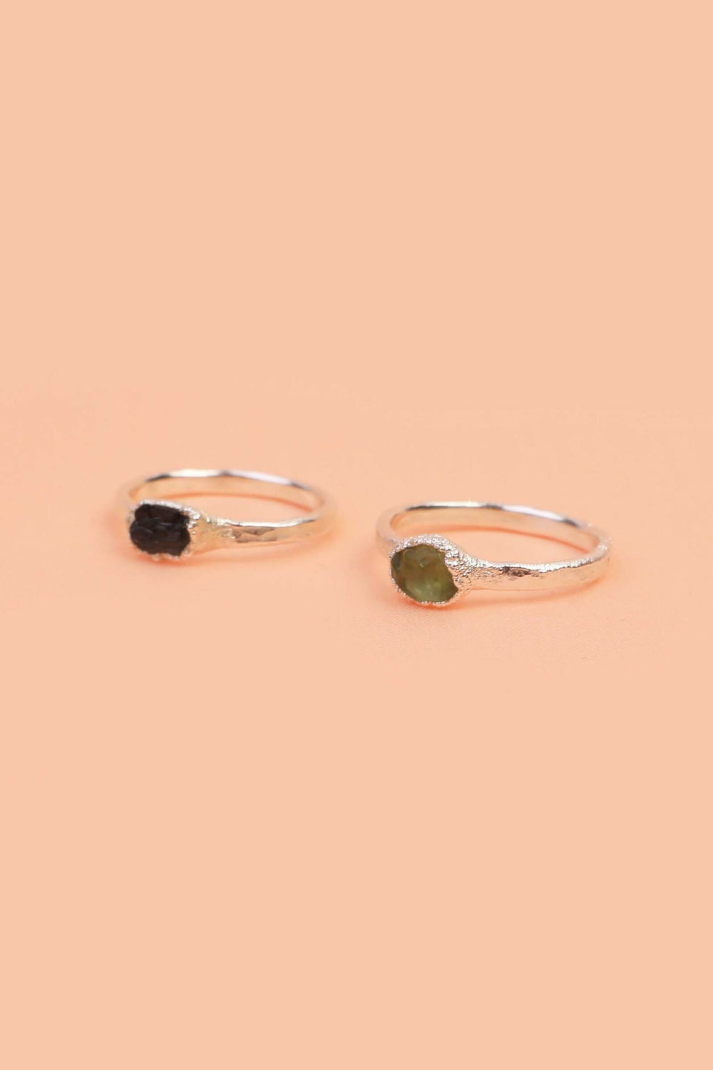 Raw Peridot Silver Ring