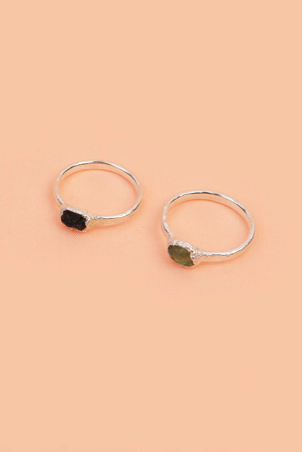 Raw Peridot Silver Ring