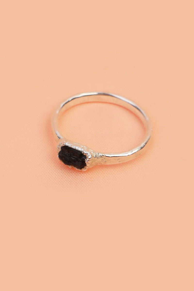 Raw Black Tourmaline Ring
