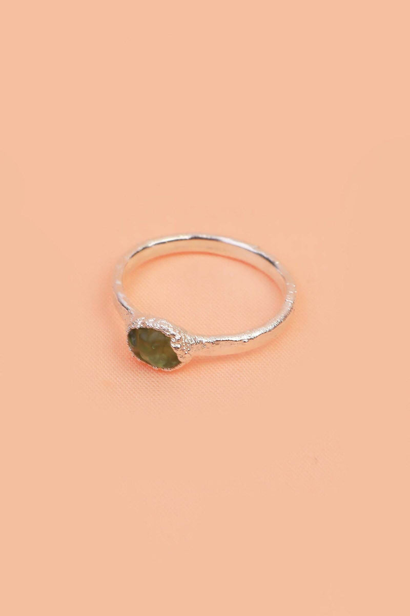 Raw Peridot Silver Ring