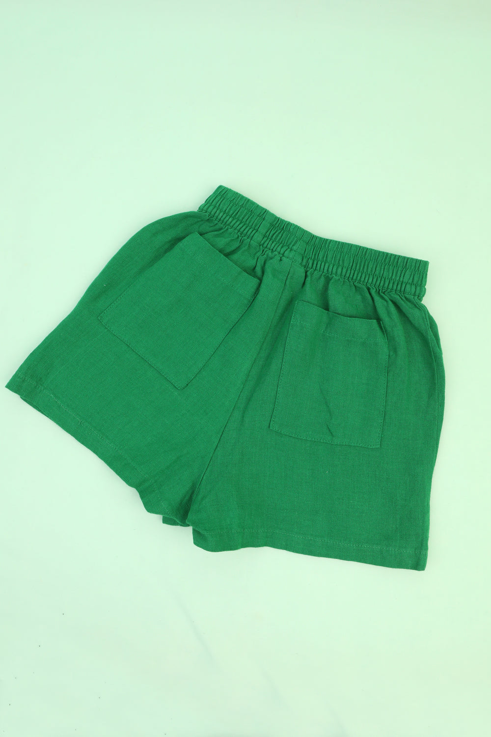 Kids Basic Linen Shorts Grass