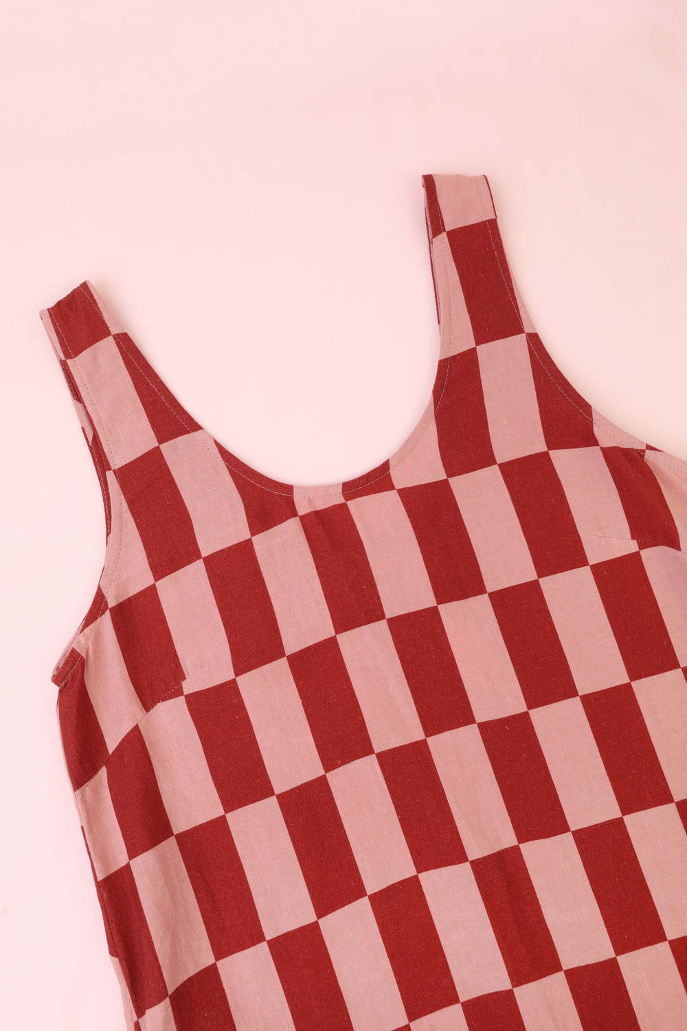 Printed Linen Slip Brick Check
