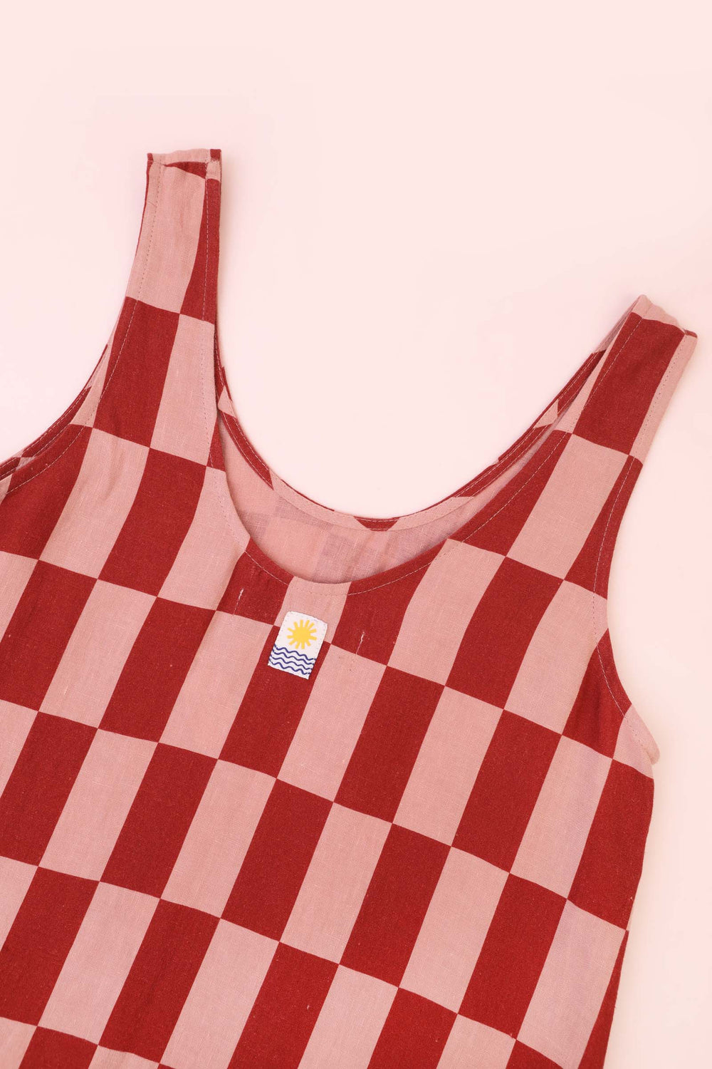 Printed Linen Slip Brick Check