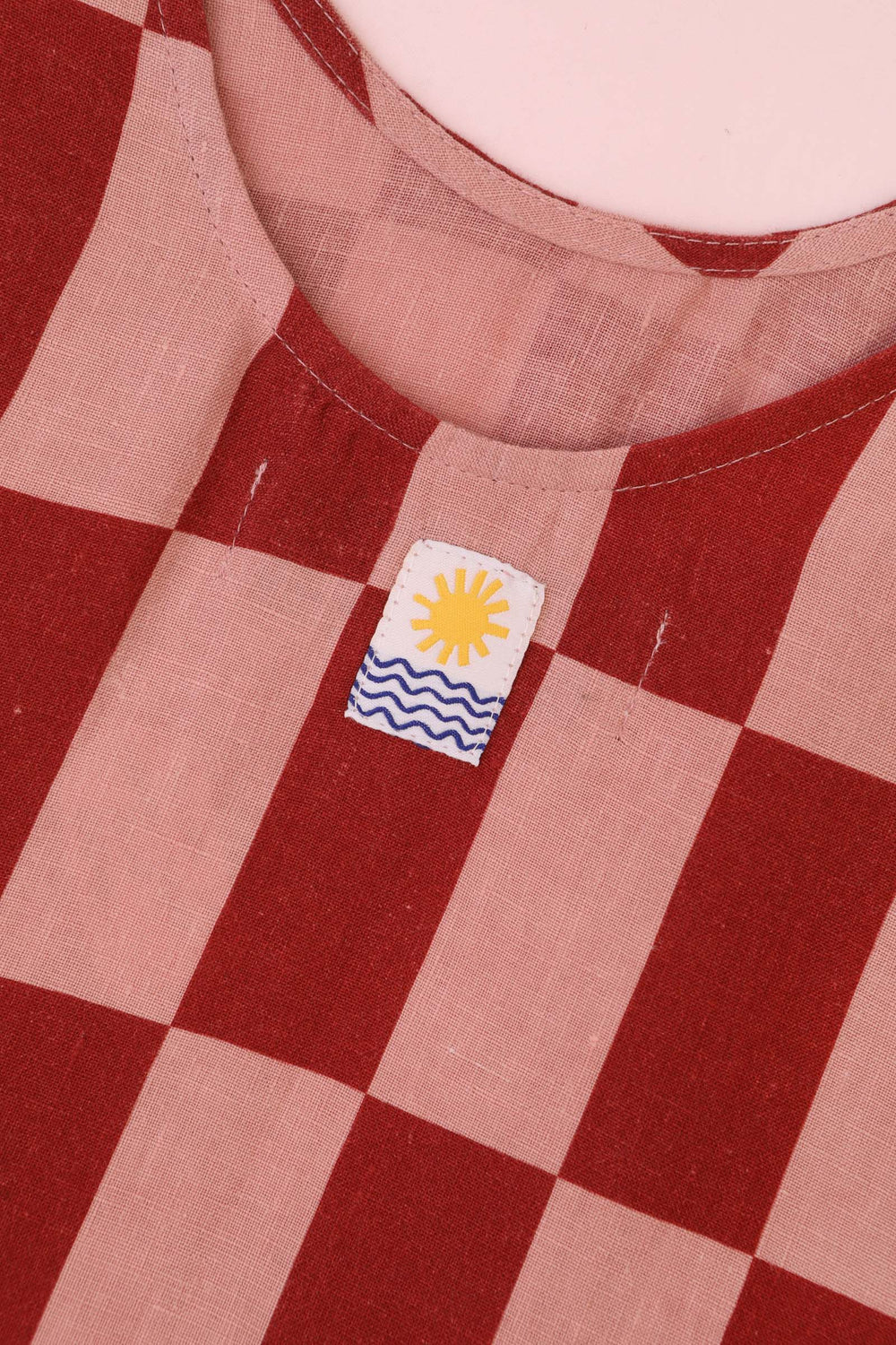 Printed Linen Slip Brick Check
