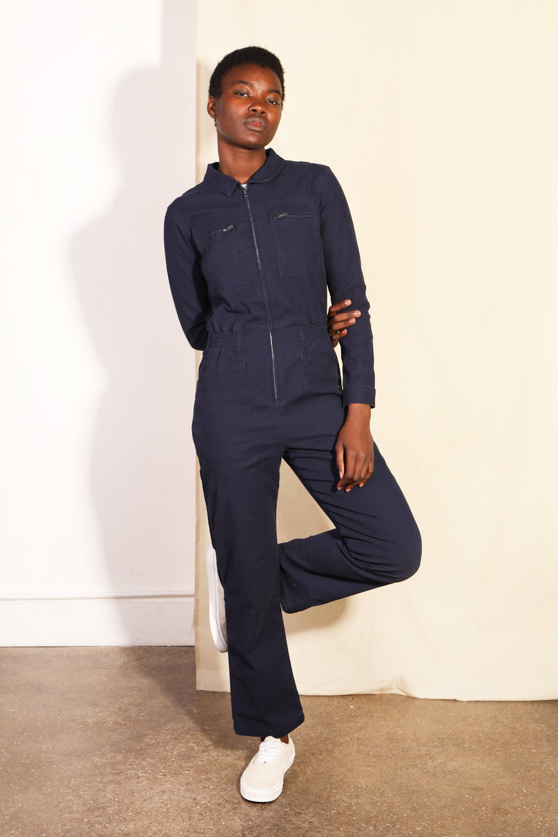 Danny Stretch Canvas Boilersuit Navy