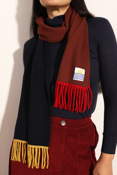 Colourblock Tassel Scarf Fawn Multi