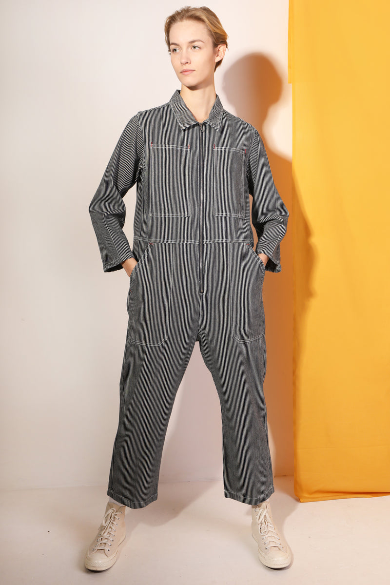 Dominic Boilersuit Indigo Stripe