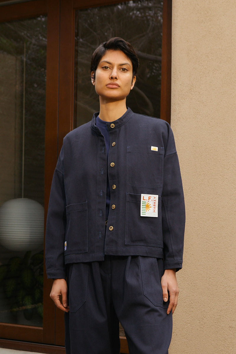 WIDE CHORE COAT INK BLUE