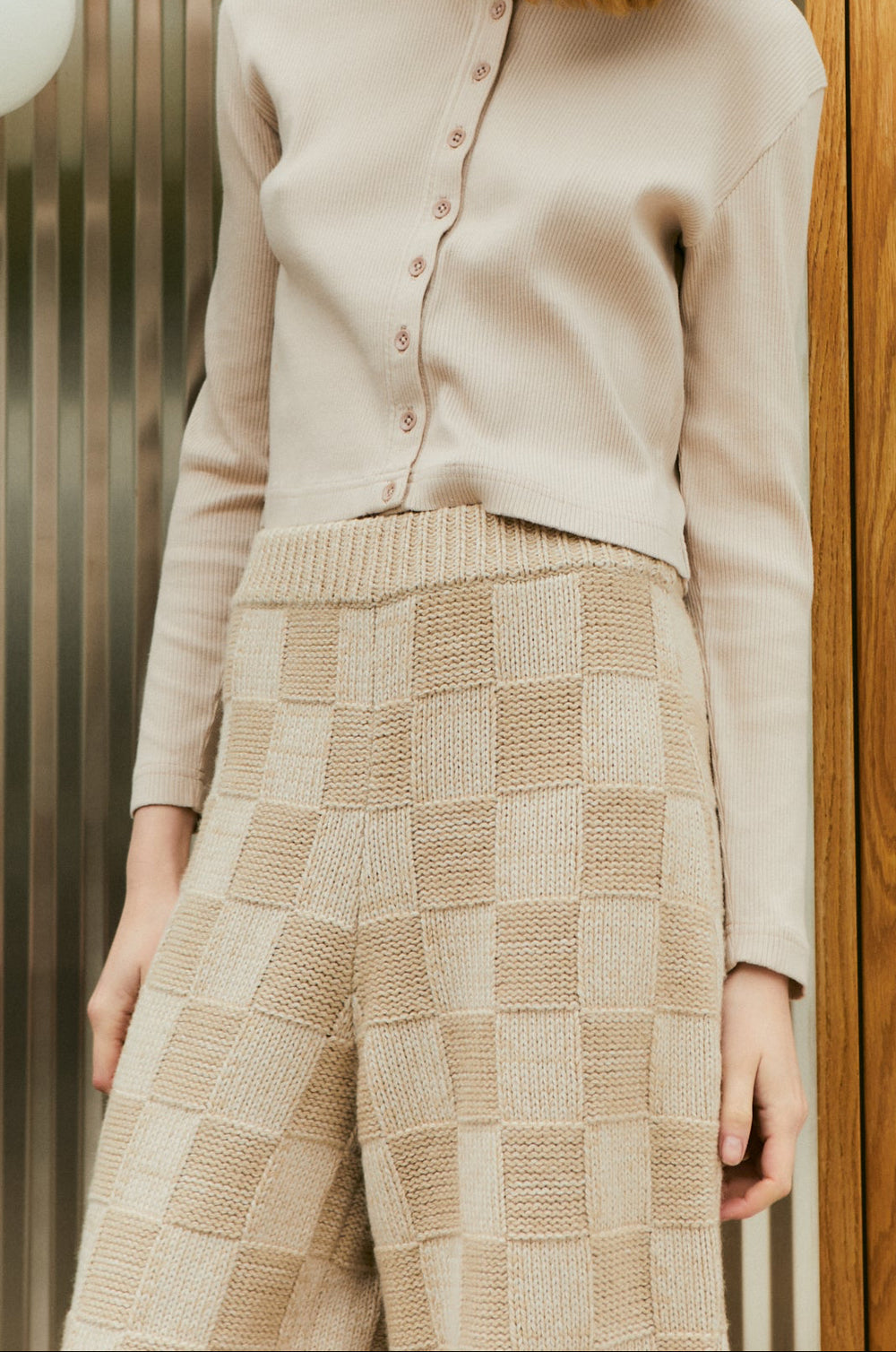 Raven Knit Trouser Chessboard Cream