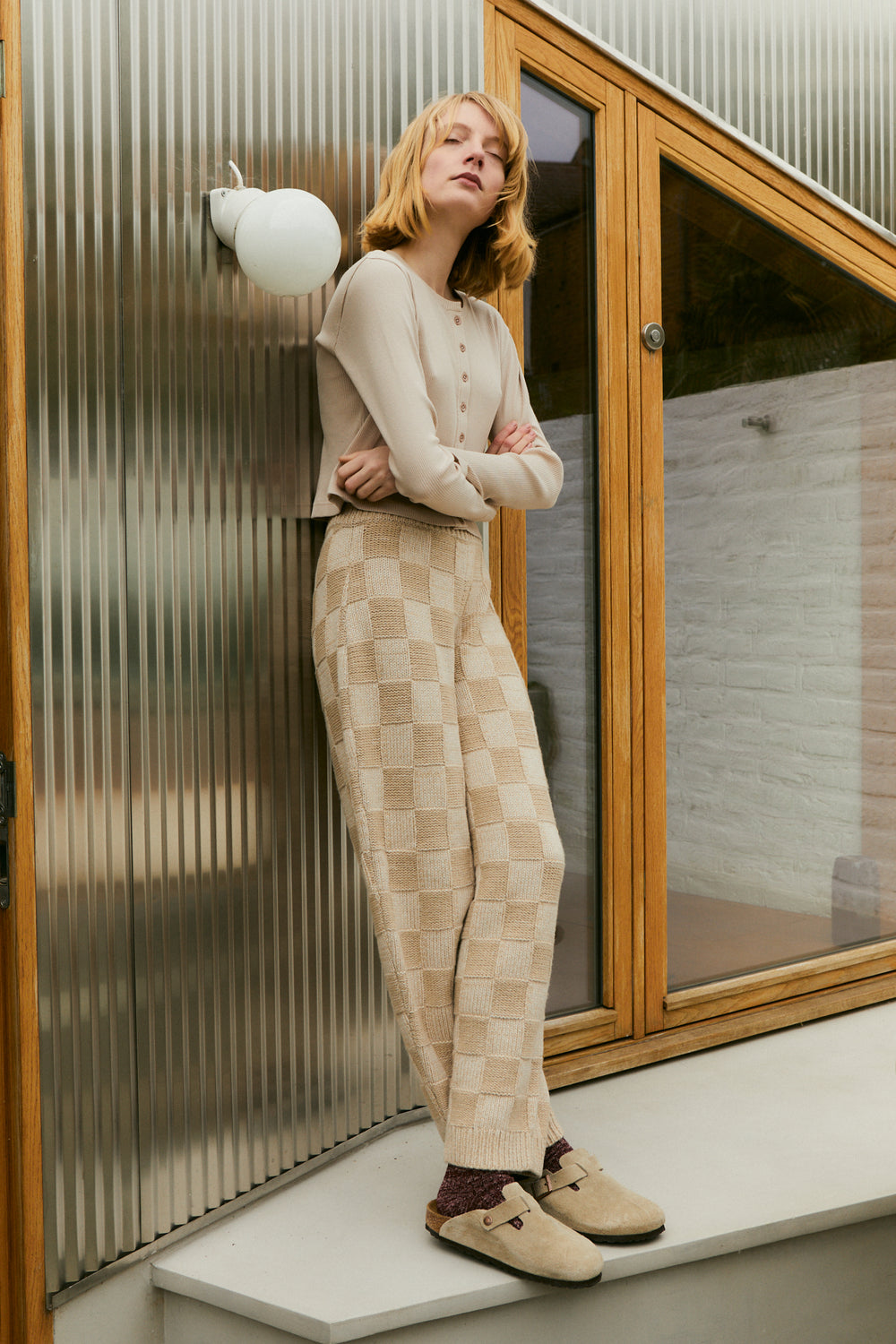 Raven Knit Trouser Chessboard Cream