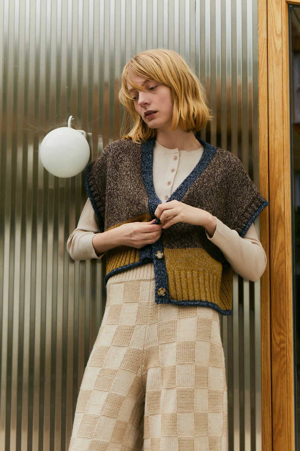 Raven Knit Trouser Chessboard Cream