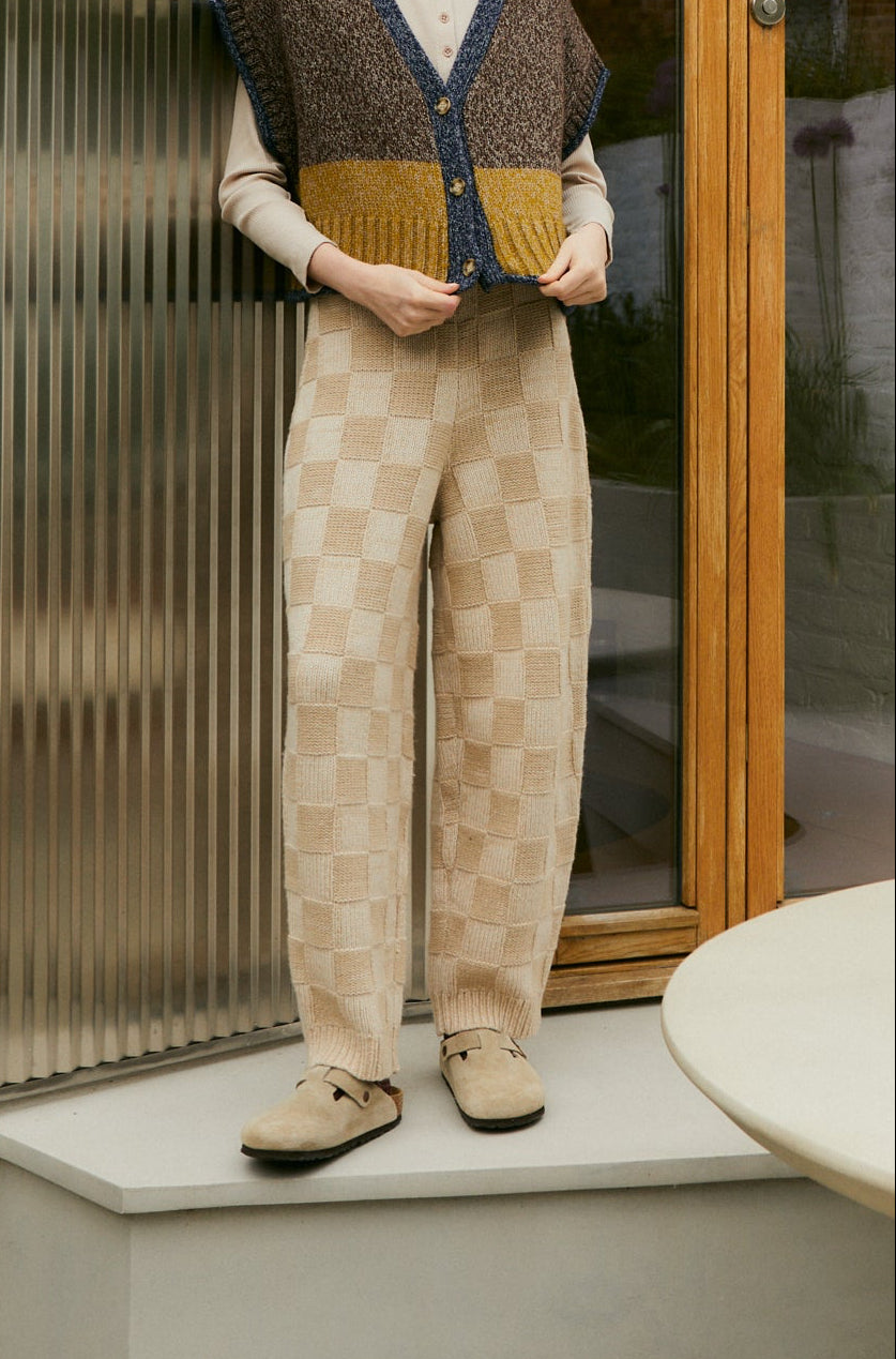 Raven Knit Trouser Chessboard Cream