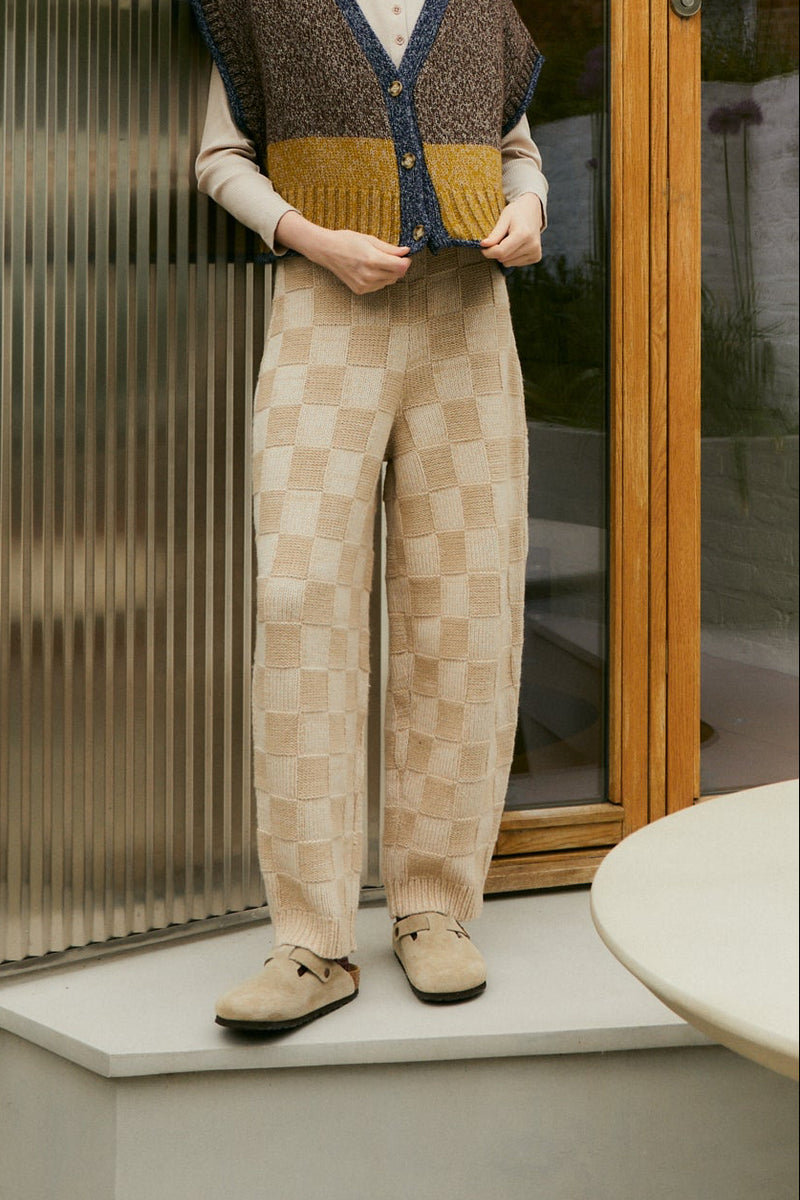 Raven Knit Trouser Chessboard Cream