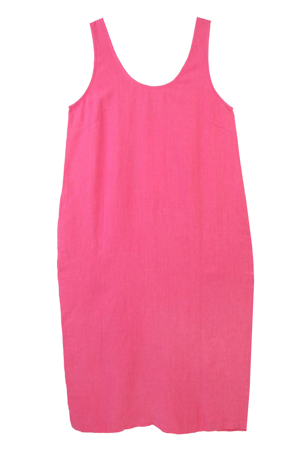 Basic Linen Shift Dress Fuchsia 4