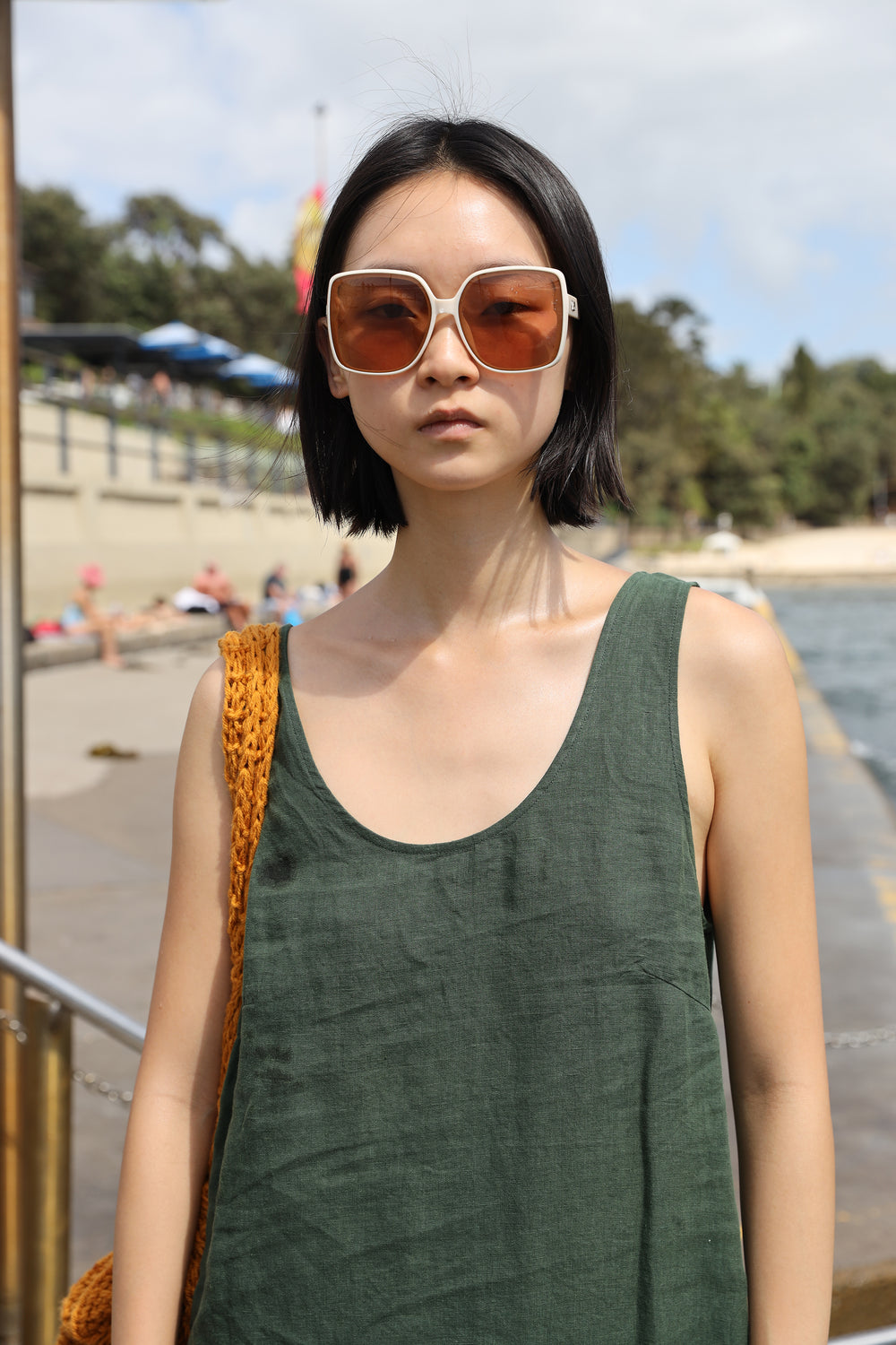 BASIC LINEN SHIFT DRESS DARK FOREST LF MARKEY BASIC LINEN SHIFT DRESS DARK FOREST LF MARKEY