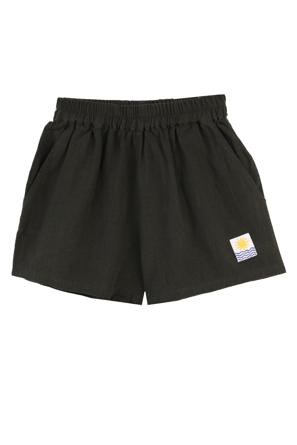 BASIC LINEN SHORTS DARK FOREST