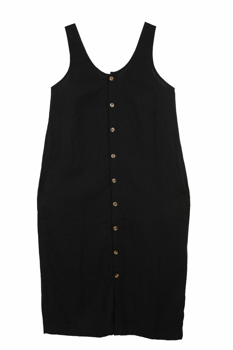 BASIC LINEN SHIFT DRESS DARK FOREST – LF MARKEY