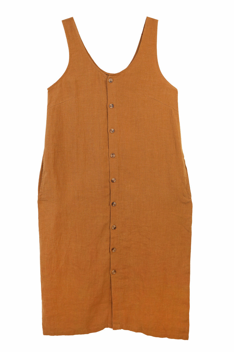 BASIC LINEN SHIFT DRESS DARK FOREST LF MARKEY BASIC LINEN SHIFT DRESS DARK FOREST LF MARKEY