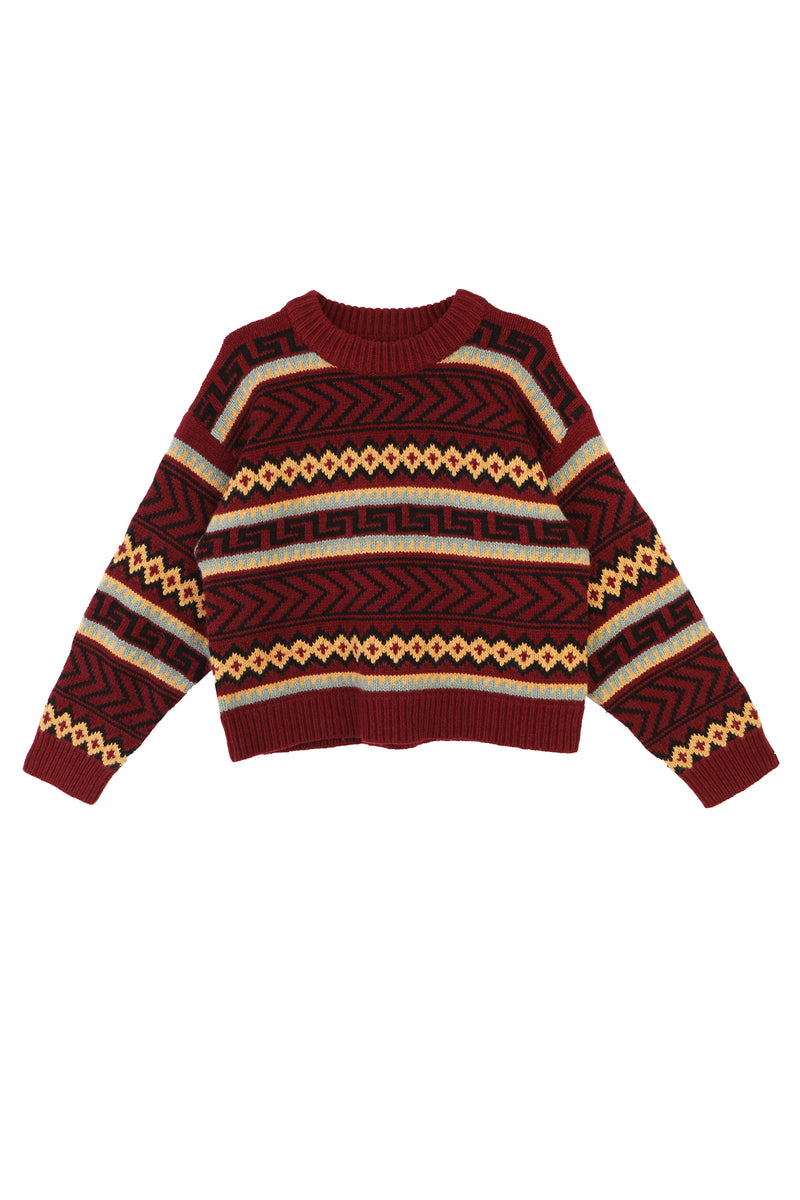 Bjorn Knit Burgundy Intarsia