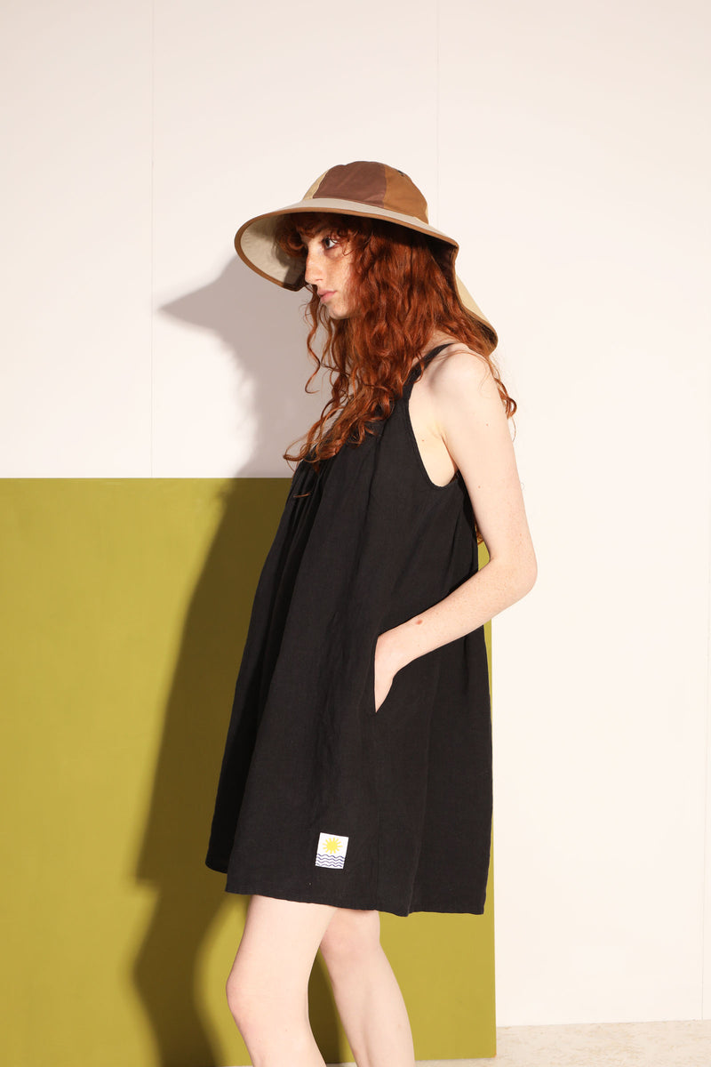 Basic Linen Romper Black