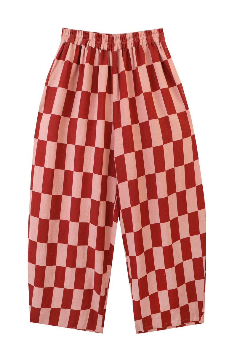 Graham Trouser Linen Brick Check