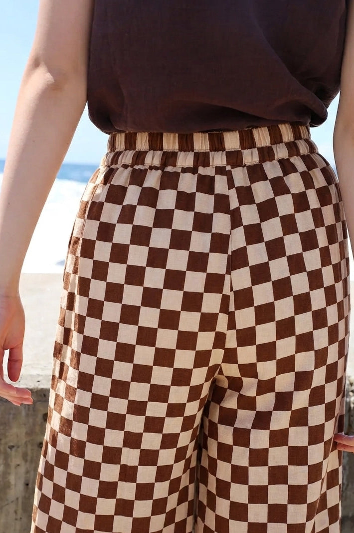 Graham Trouser Linen Chestnut Check