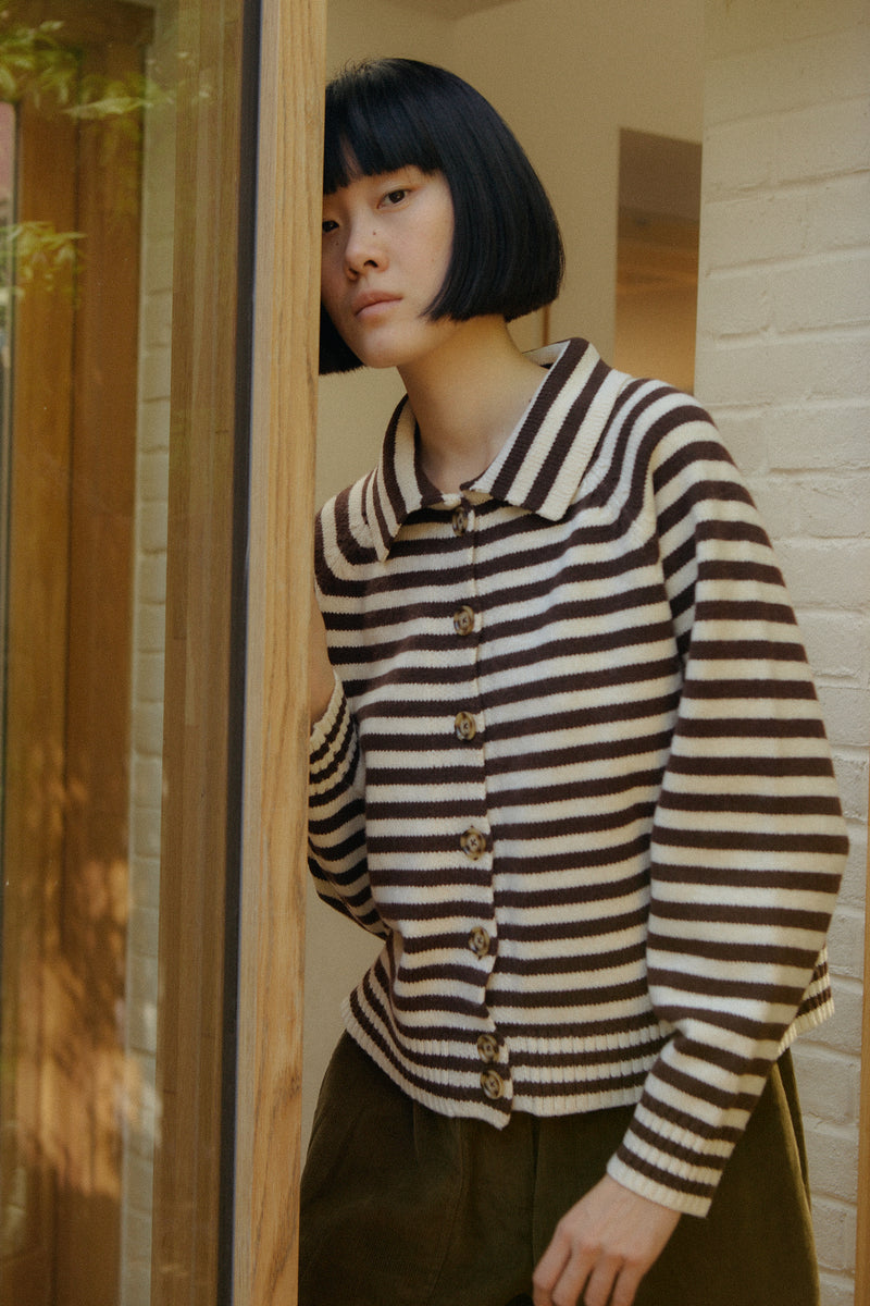 Lytton Cardigan Espresso Stripe