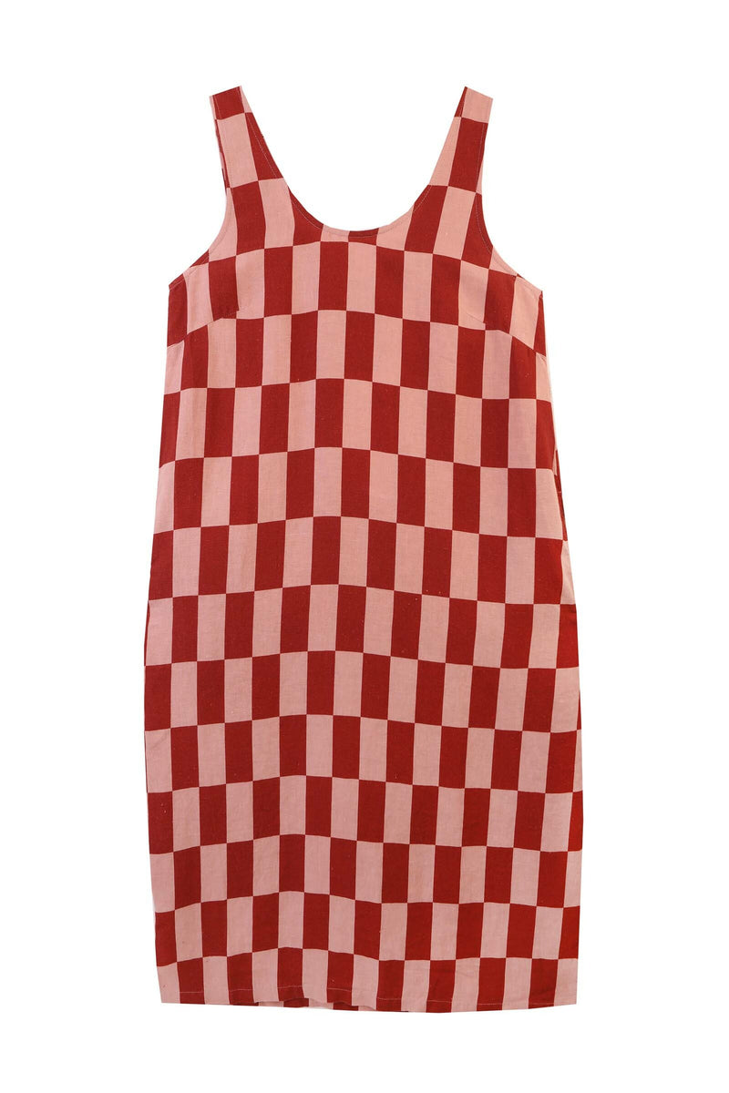 Printed Linen Slip Brick Check