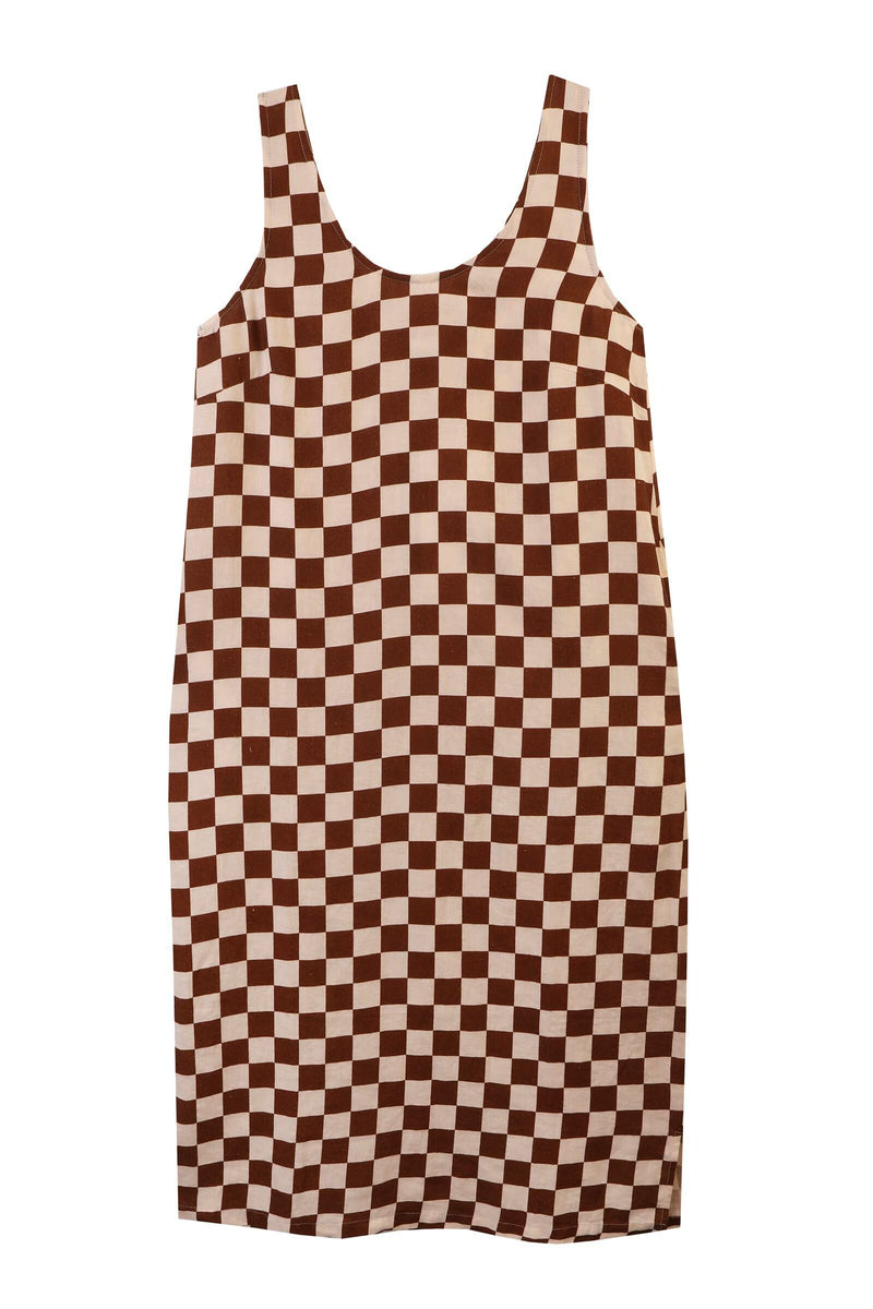 Printed Linen Slip Chestnut Check
