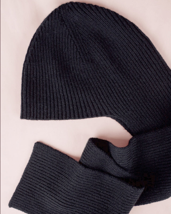 Rib Scarf Beanie