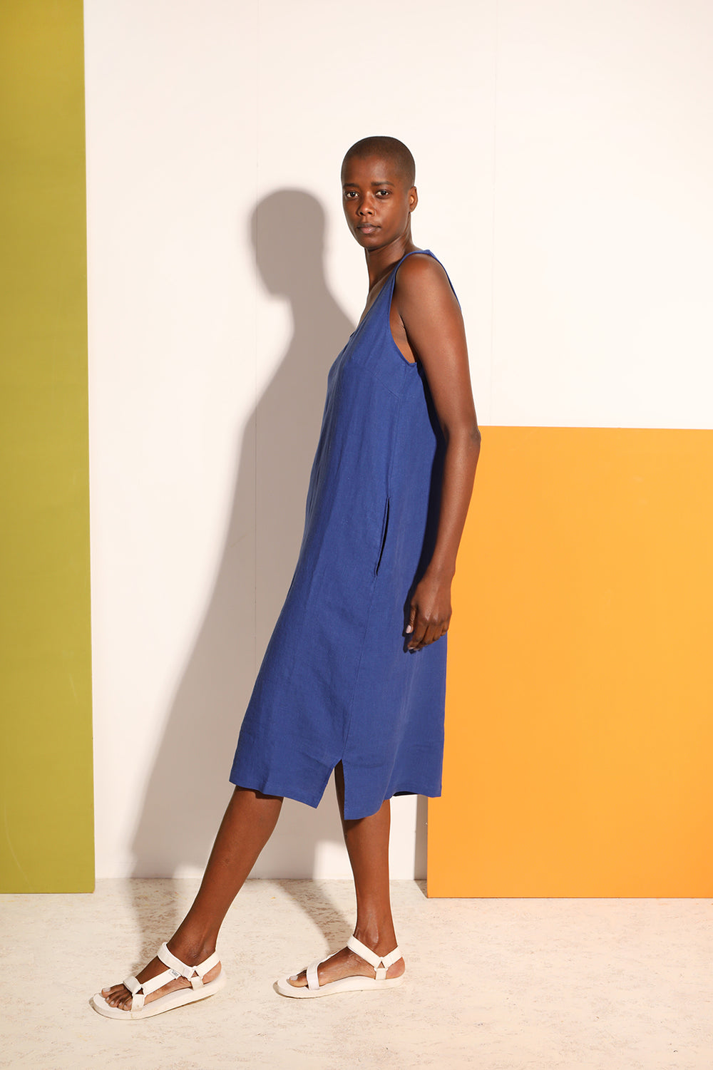 BASIC LINEN SHIFT DRESS COBALT LF MARKEY BASIC LINEN SHIFT DRESS COBALT LF MARKEY