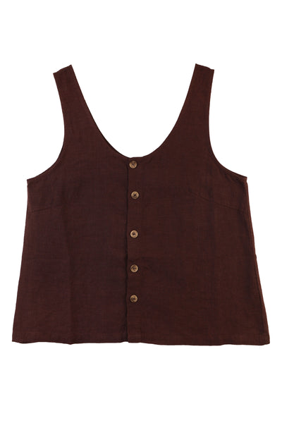 Button Front Tank Chocolate