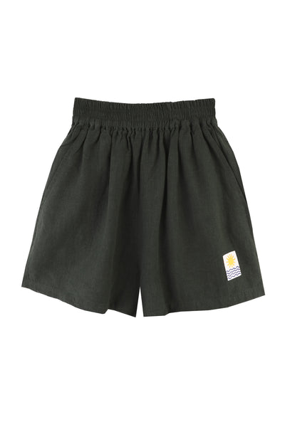 Basic Linen Shorts Forest Green