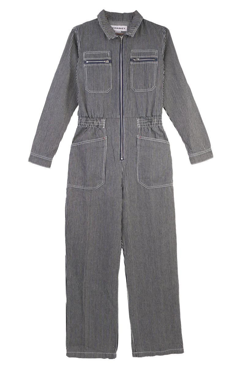 Danny Longsleeve Boilersuit Indigo Stripe