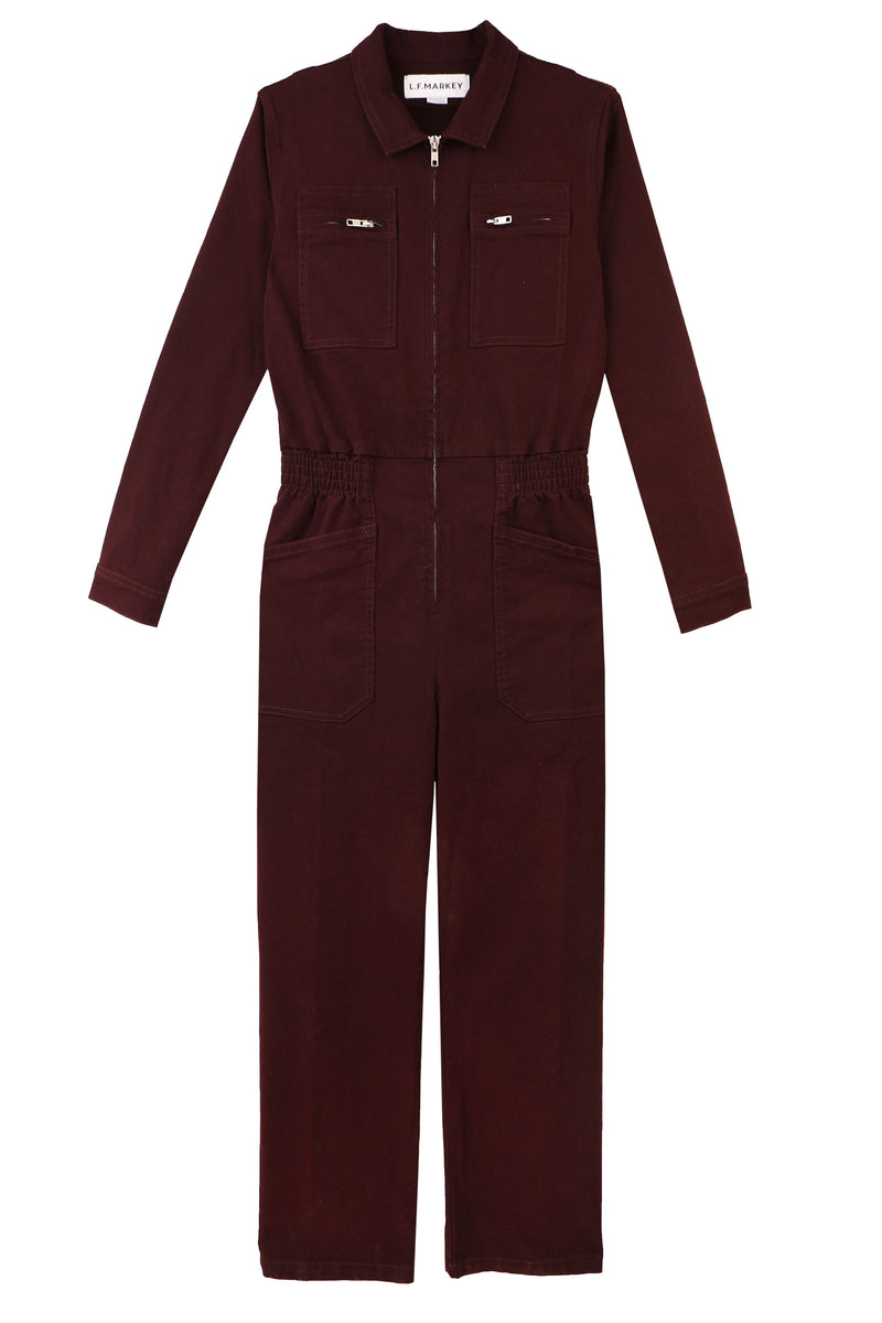 Danny Stretch Canvas Boilersuit Plum