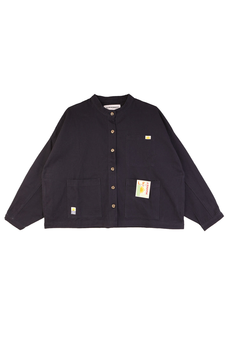 Wide Chore Coat Navy Canvas