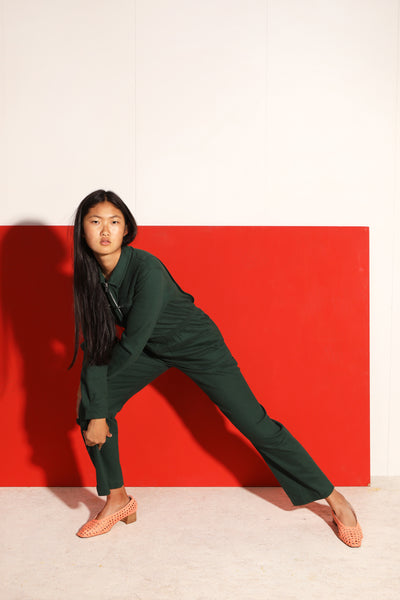 Danny Stretch Drill Boilersuit Forest Green