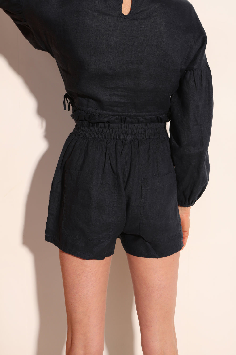 Basic Linen Shorts Navy