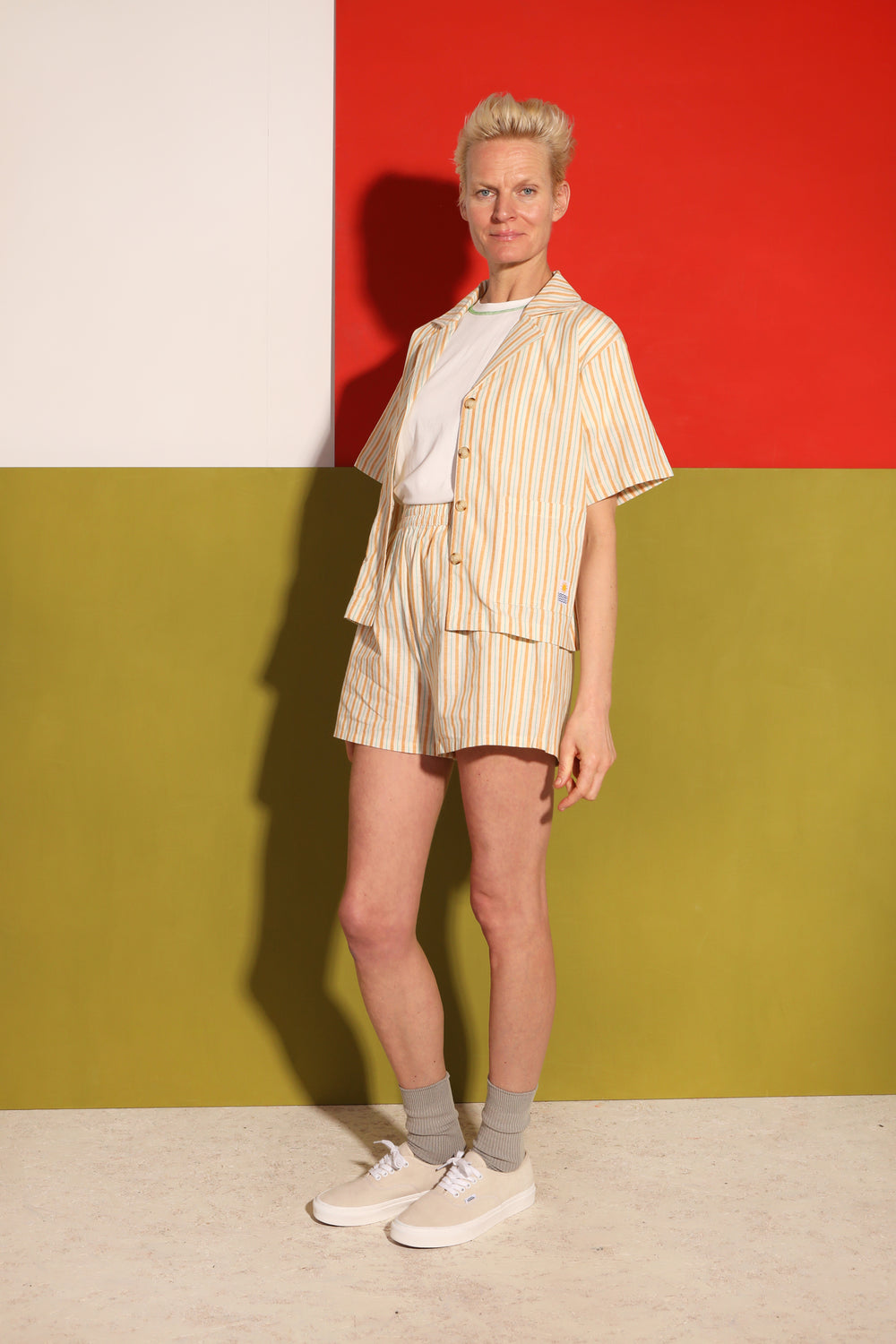 Basic Linen Shorts Citrus Stripe