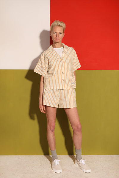 Basic Linen Shorts Citrus Stripe