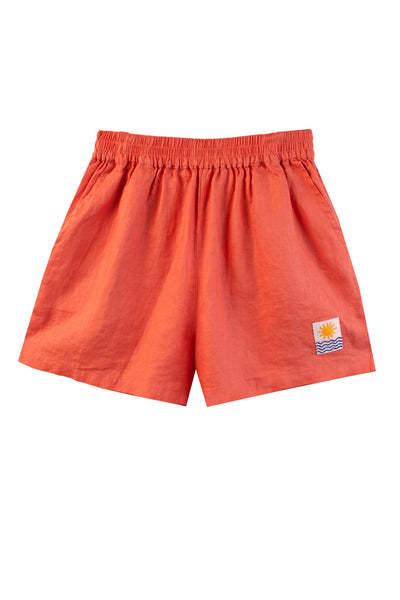 Basic Linen Shorts Coral