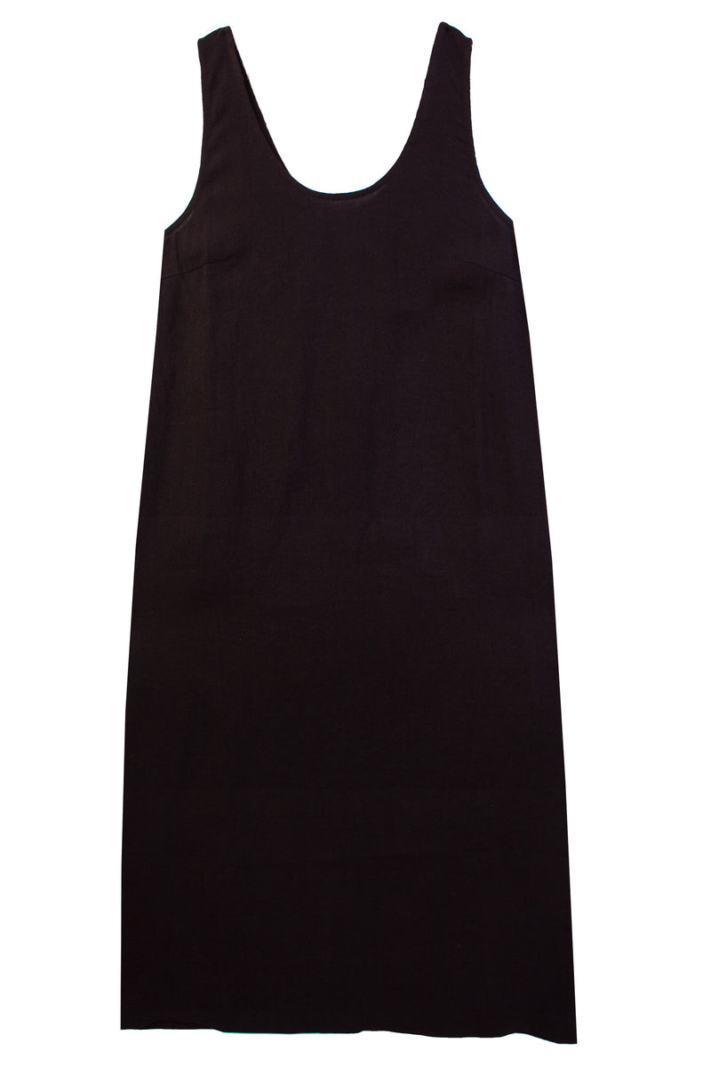 Basic Linen Shift Dress Black