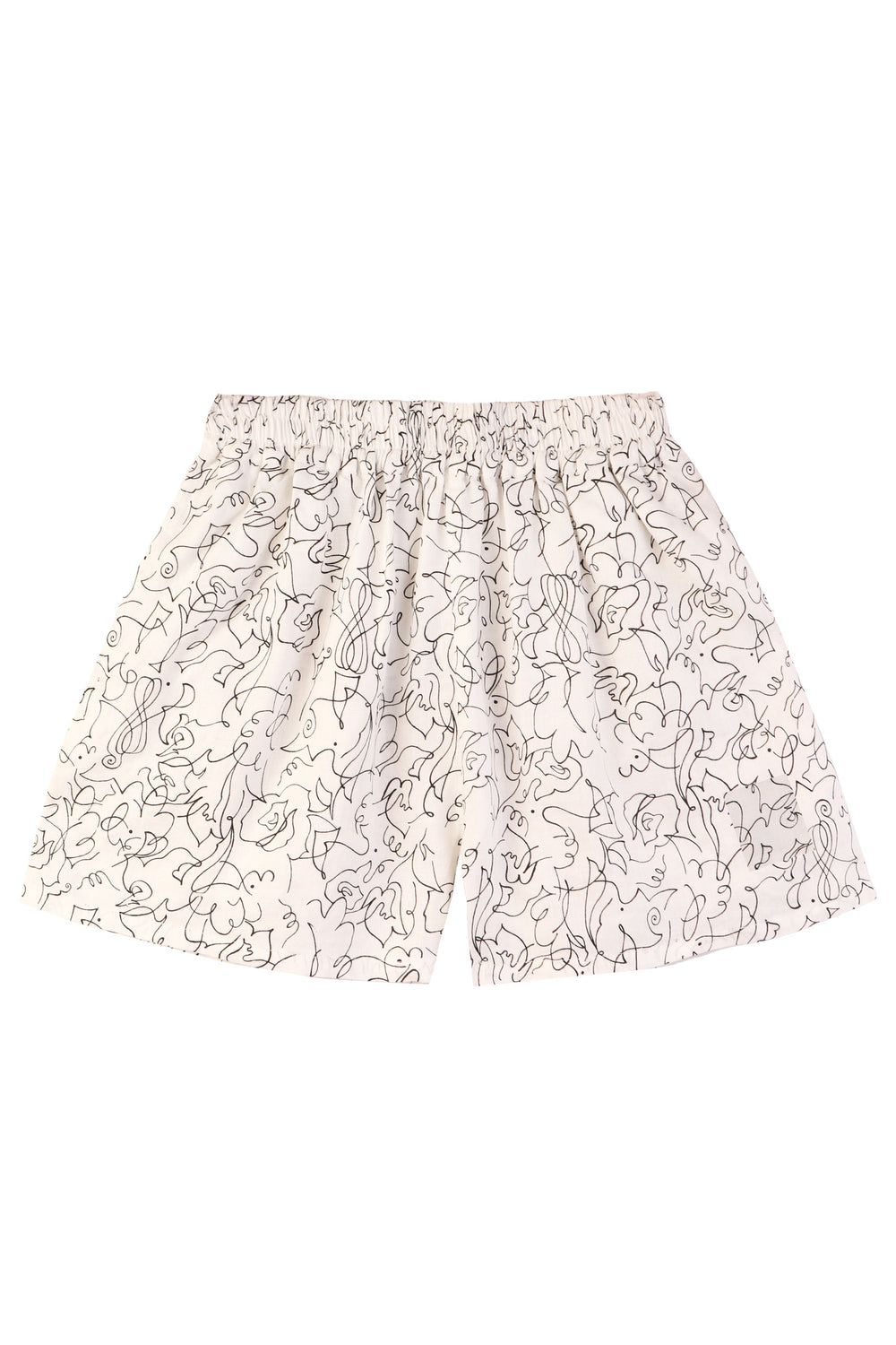 Basic Linen Shorts Squiggle Print