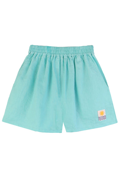 Basic Linen Shorts Aqua